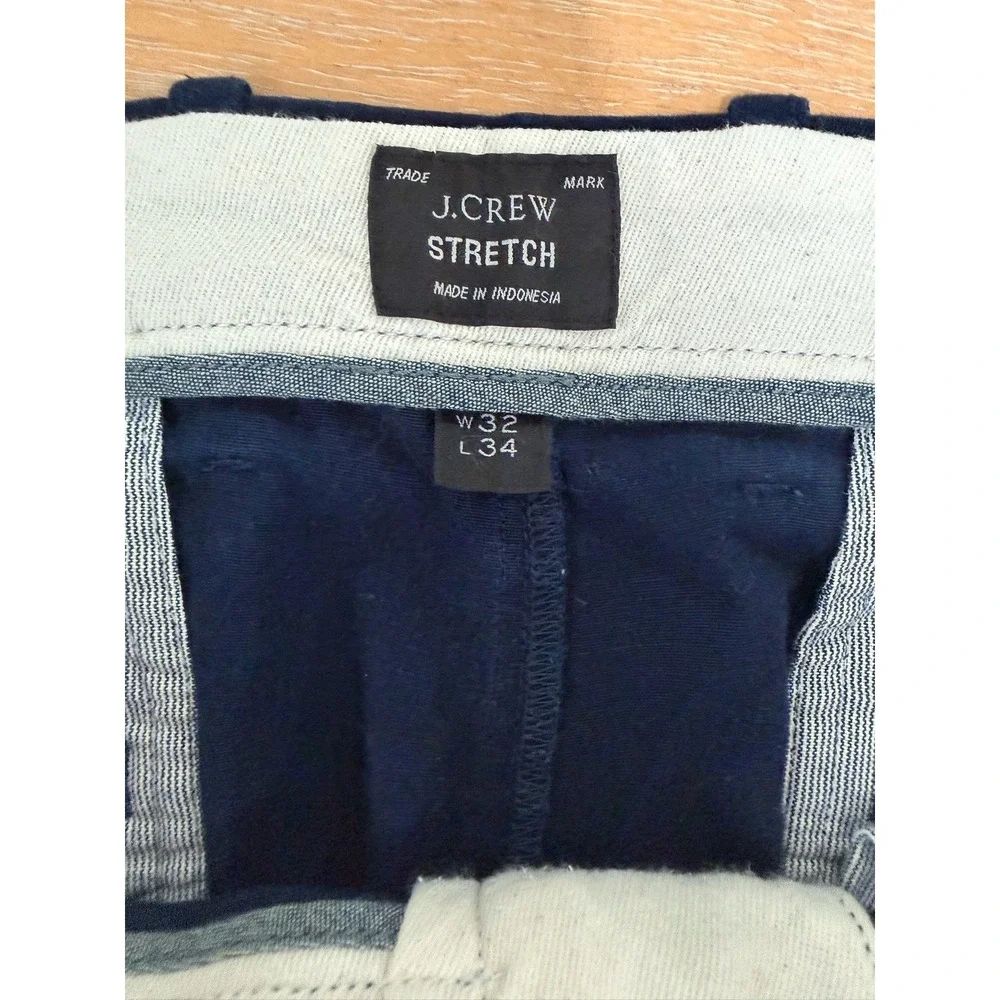 J Crew Re-Imagined Navy Blue Stretch Cotton Chino Pants Mens 35x33 Slim Straight